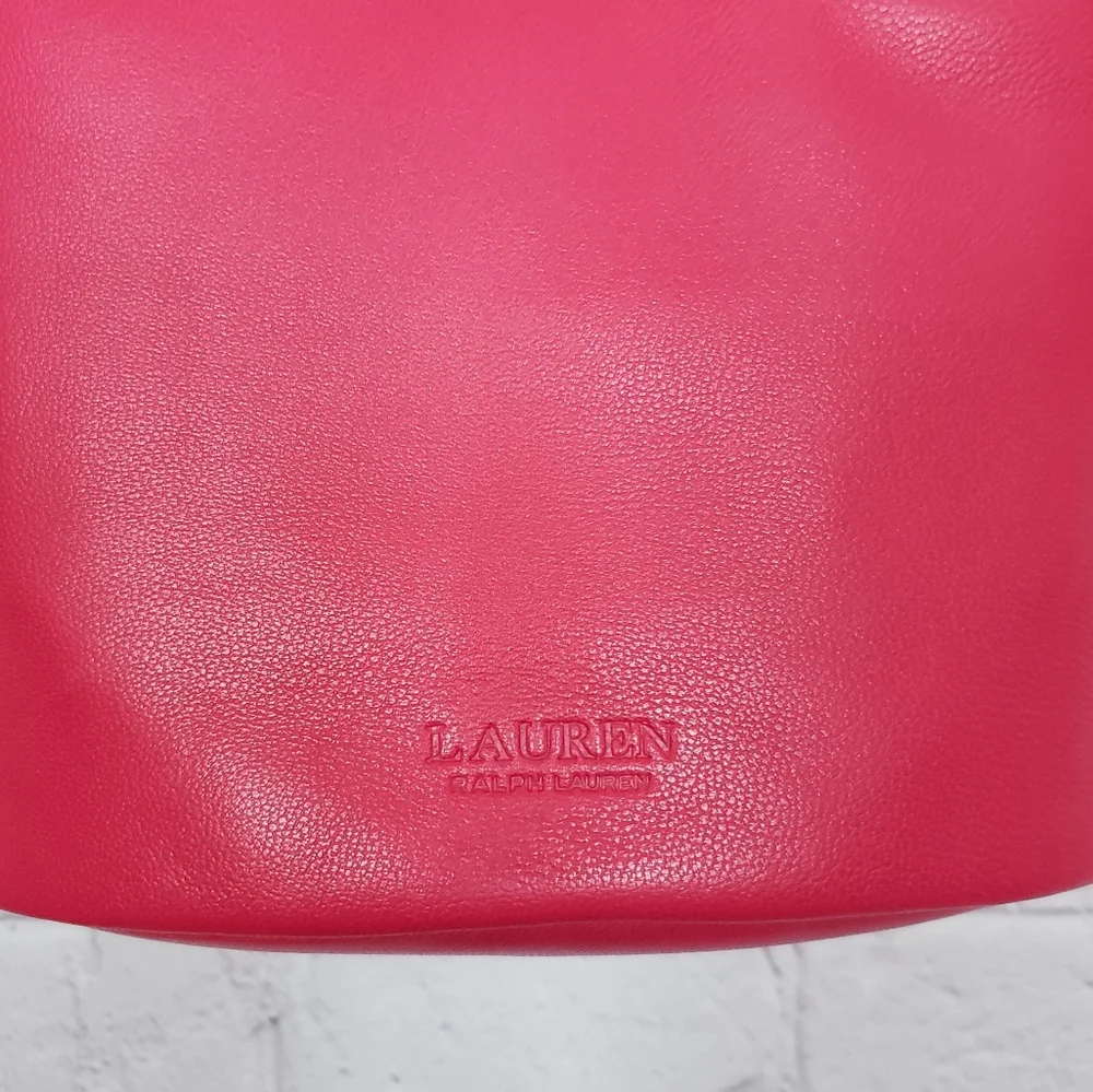 RALPH LAUREN Emmy Medium Nappa Leather Pink Bucket Crossbody - Picture 4 of 16
